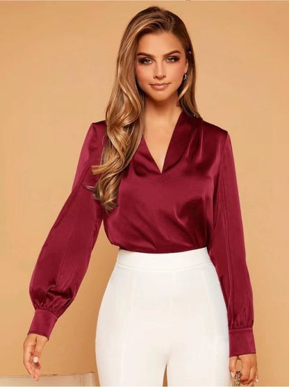 Women's Long-sleeved Satin Shirt