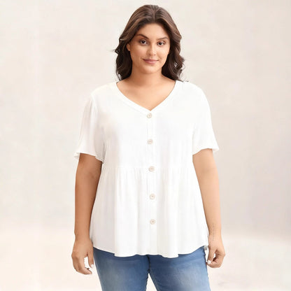 Simple Loose Slimming Women's V-neck Shirt