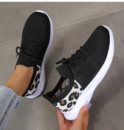 Leopard Print Lace-up Sneakers Sports Shoes