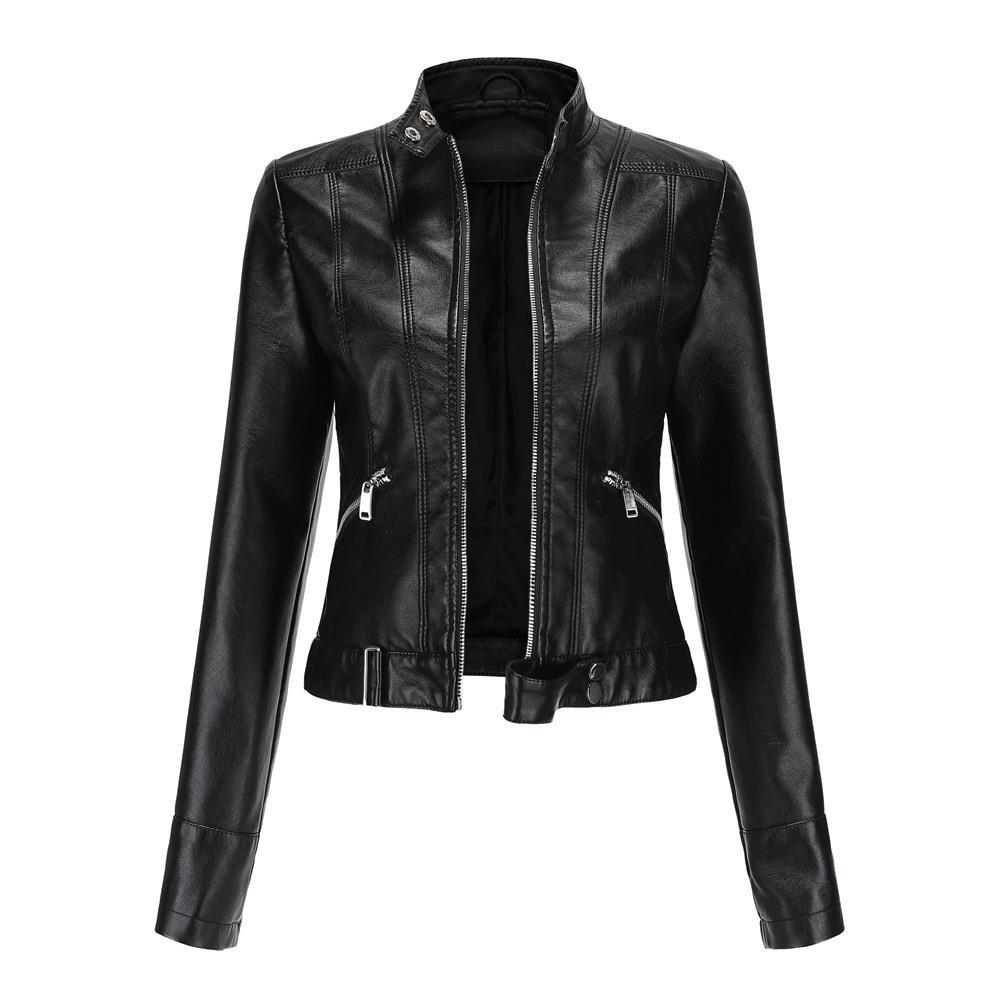 Short Leather Jacket Stand Collar Jacket Thin