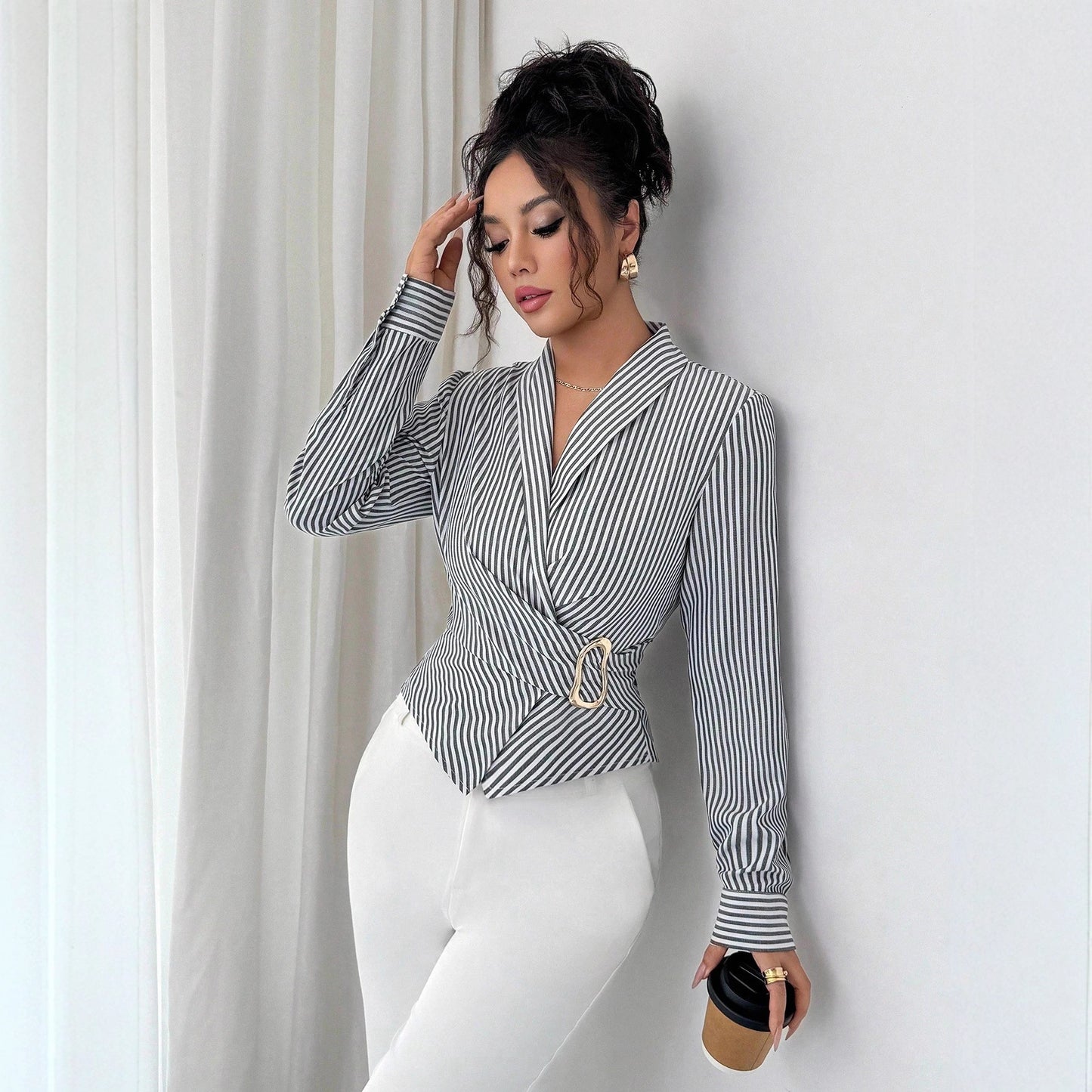 Irregular-shaped Metal Embellished Top For Women