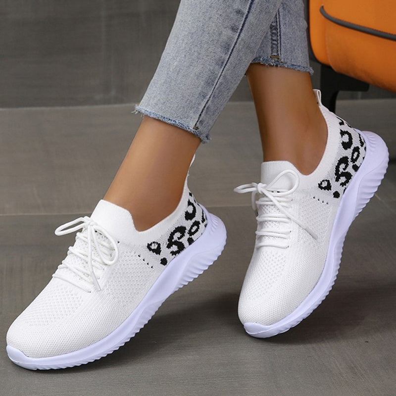 Leopard Print Lace-up Sneakers Sports Shoes
