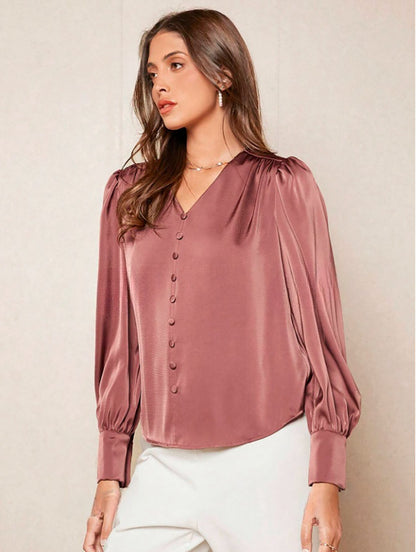 Shirt Women's Satin Top Fashion Charm