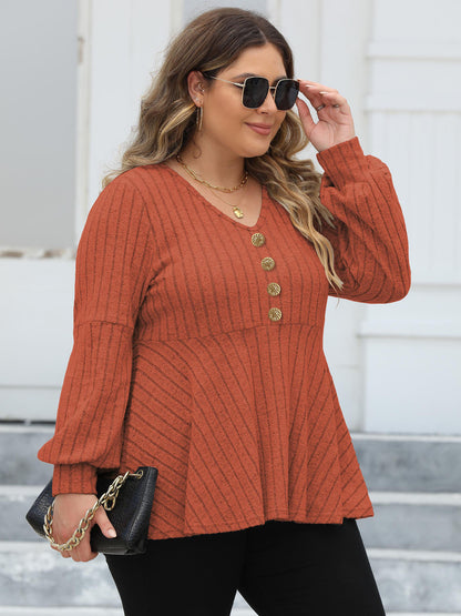 Plus Size Women's Doll Collar Shirt