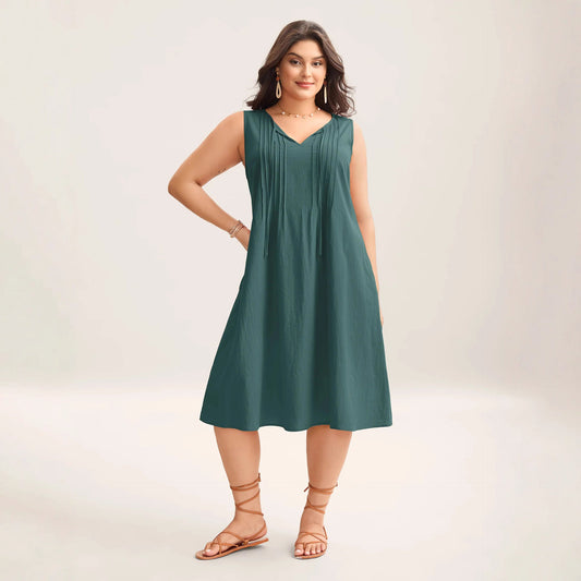 V-neck Loose Casual Mid-length Women's Dress
