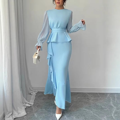 Fashionable Irregular Ruffle Hem Slip Dress