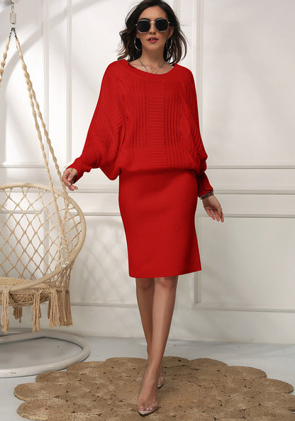 Loose Batwing Sleeve Dress Sweater