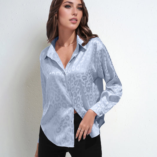 Faux Silk Shirt Top Long Sleeve