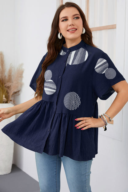 Women's Slim-fit Ruffled Short-sleeved Shirt