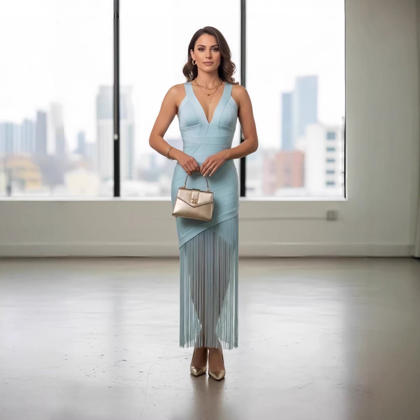 Stitched Tassel Long Bandage Chic Dress