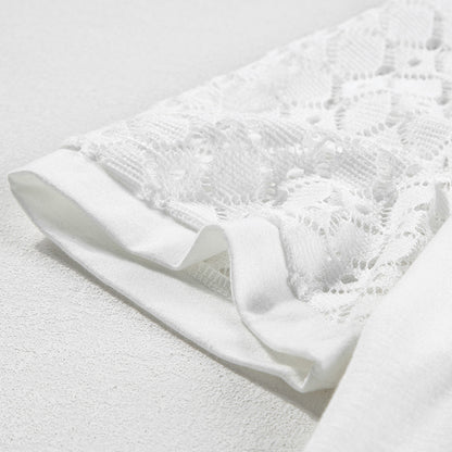 Women's Comfort And Casual-style Short-sleeved Lace Top