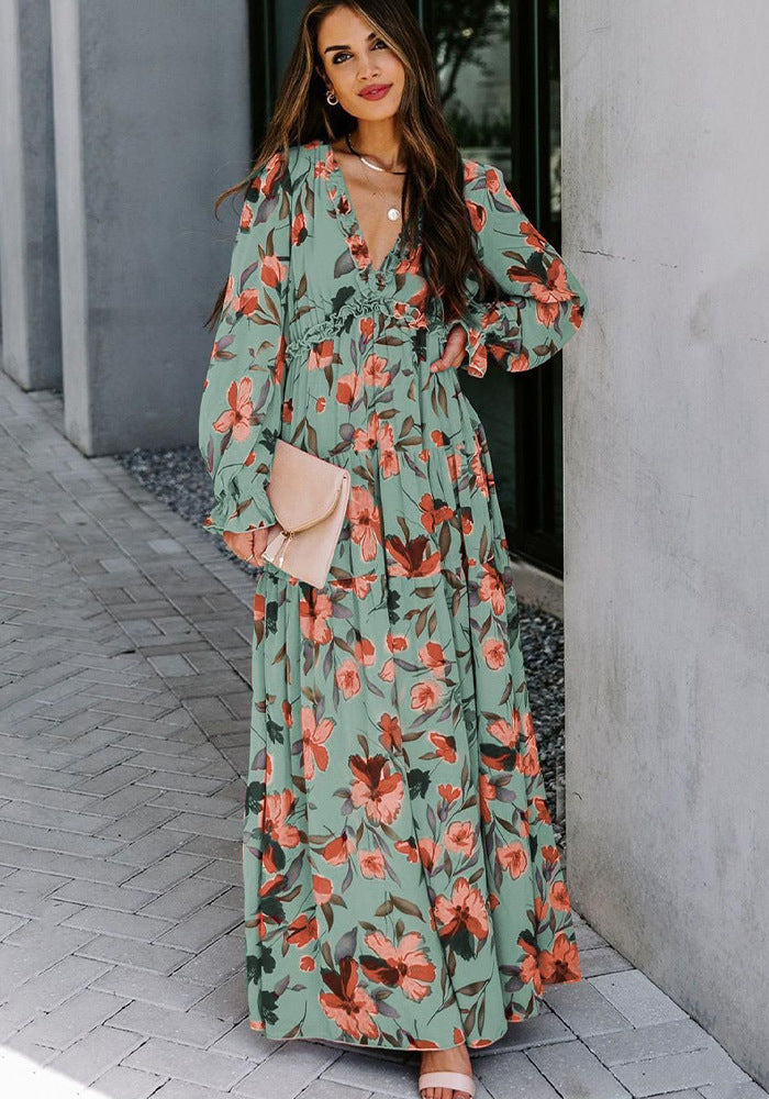 Women's Long Sleeve Printed Dress