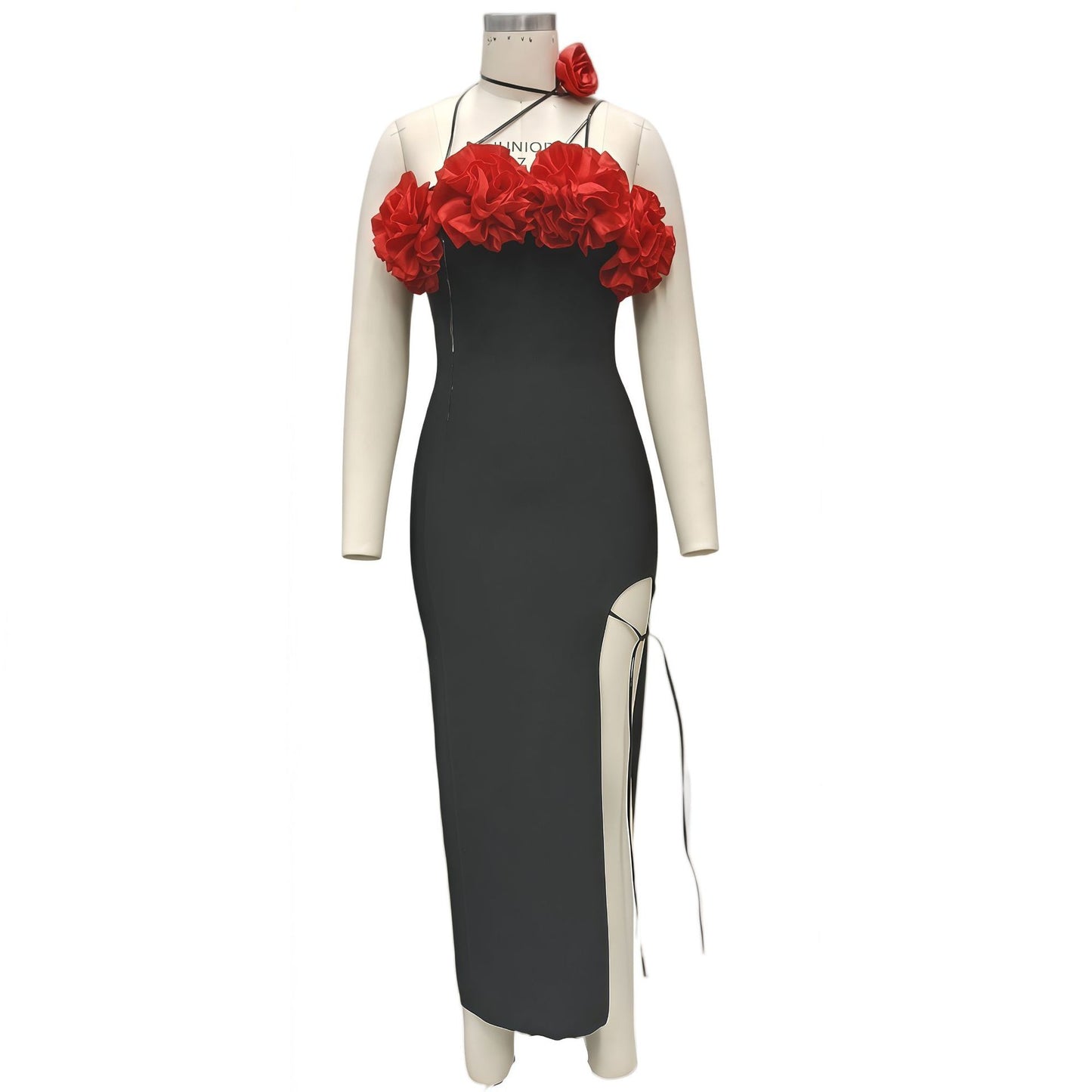 Womens 3D Floral High-Slit Sexy Bandage Dress