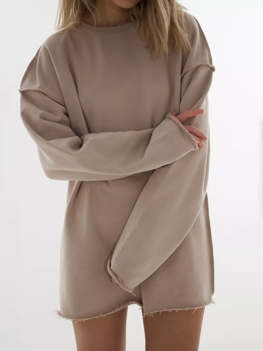 Casual Solid Color Round Neck Long Sleeve Sweatshirt