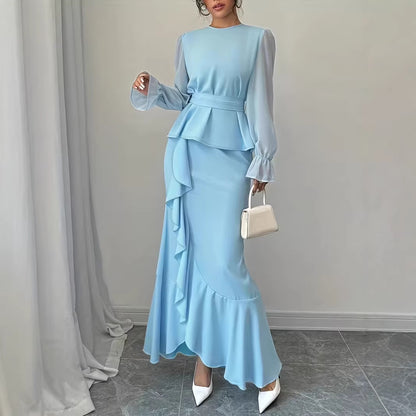 Fashionable Irregular Ruffle Hem Slip Dress