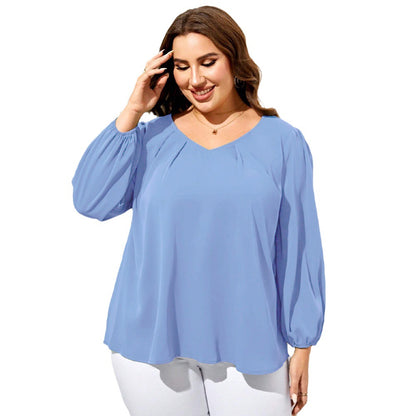 European And American Women's Loose Casual Shirt Sleeve Elegant Shirt Top