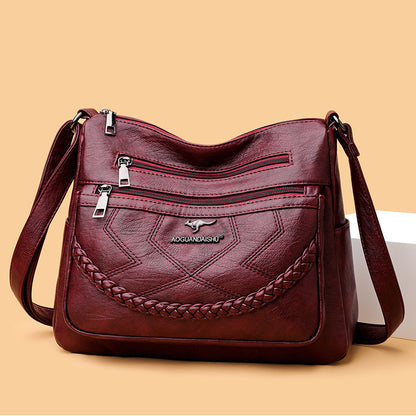 Fashion Shoulder Bag Soft Leather Middle-aged Women's Large Capacity