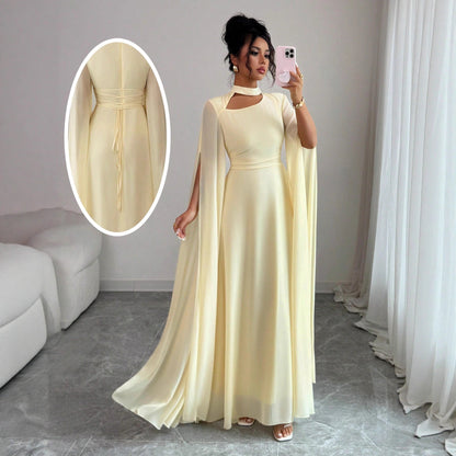 Womens Lace-Up Cloak Fit-and-Flare Dress