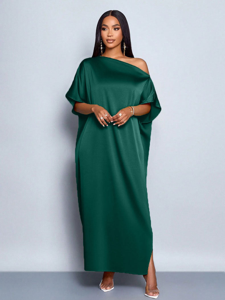 Women's Solid-Color Casual Loose Satin Dress