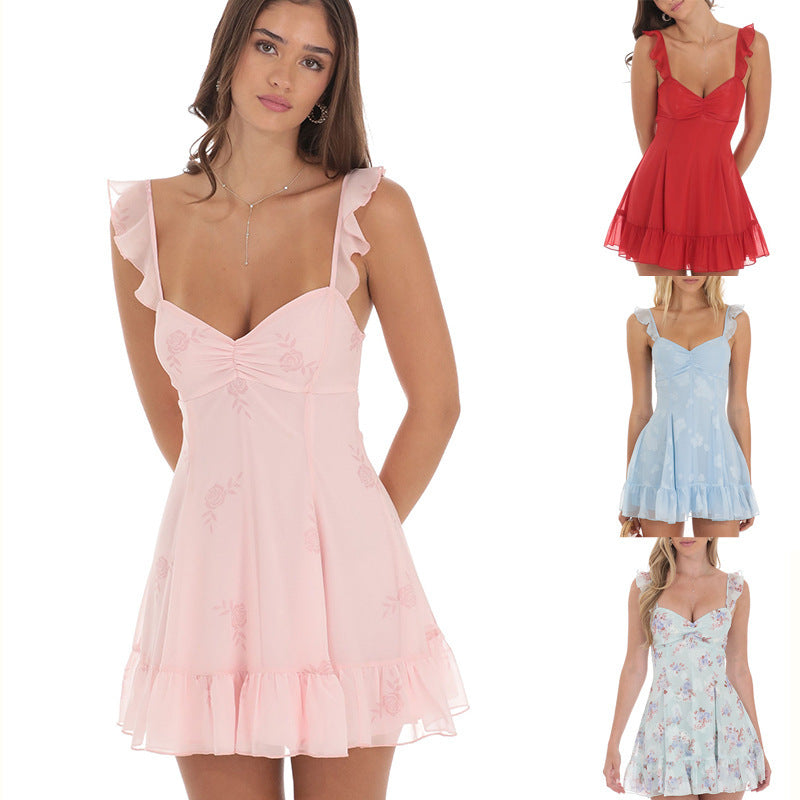 Chiffon Printed Slim-fit Jumpsuit Skirt Temperament Commute