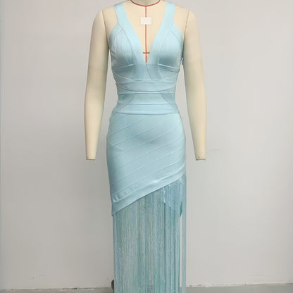 Stitched Tassel Long Bandage Chic Dress