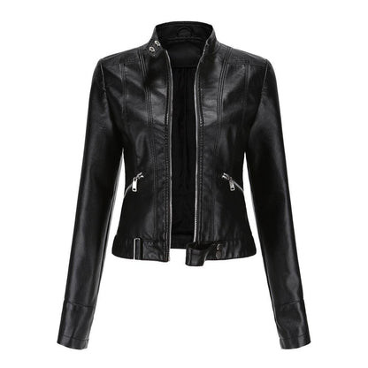 Short Leather Jacket Stand Collar Jacket Thin