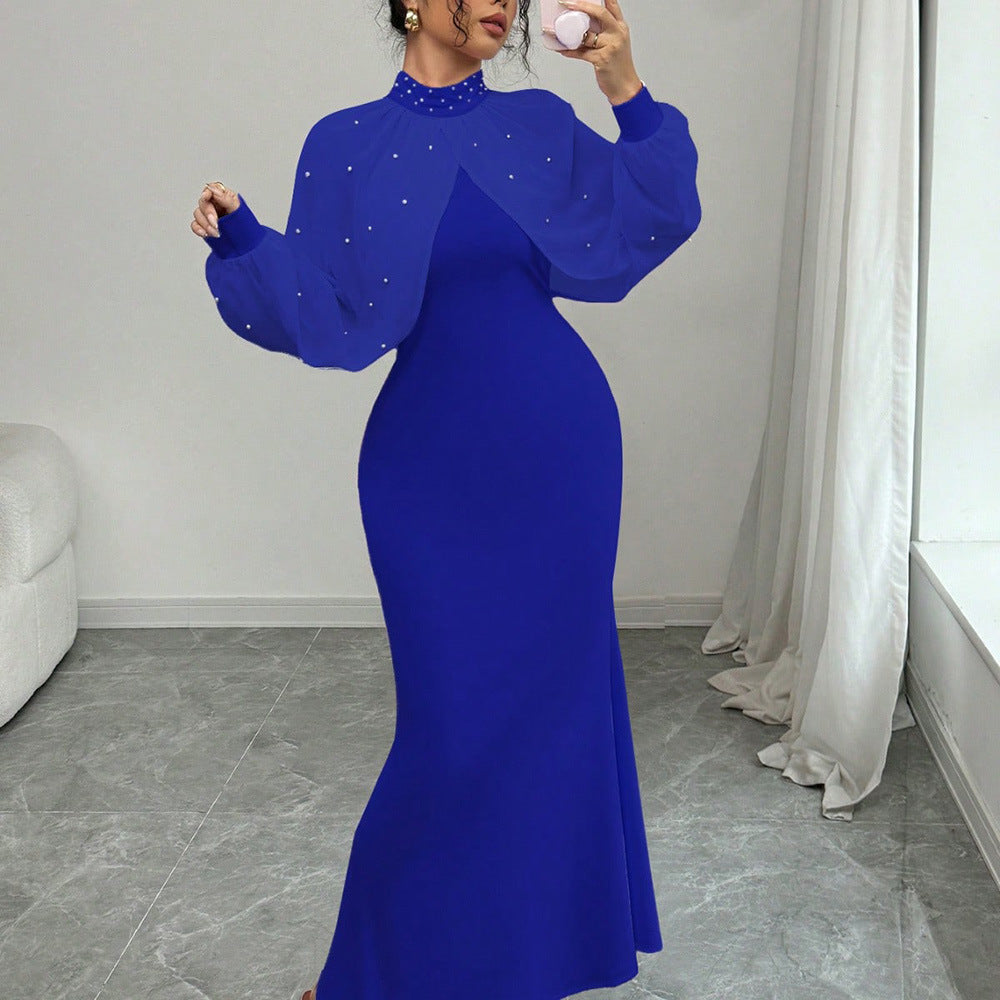 Womens Solid-Color Fashionable Patchwork Bodycon Dress