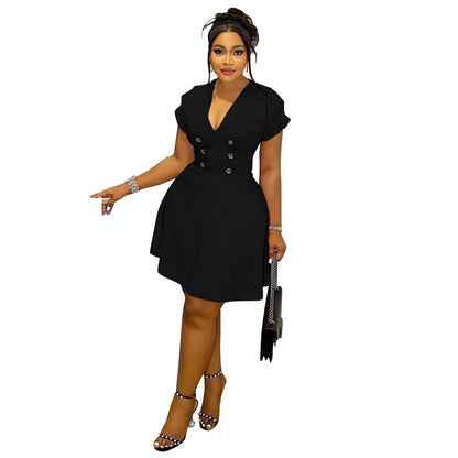 Women's Solid Color Plus-Size Dress