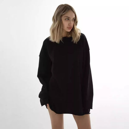 Casual Solid Color Round Neck Long Sleeve Sweatshirt