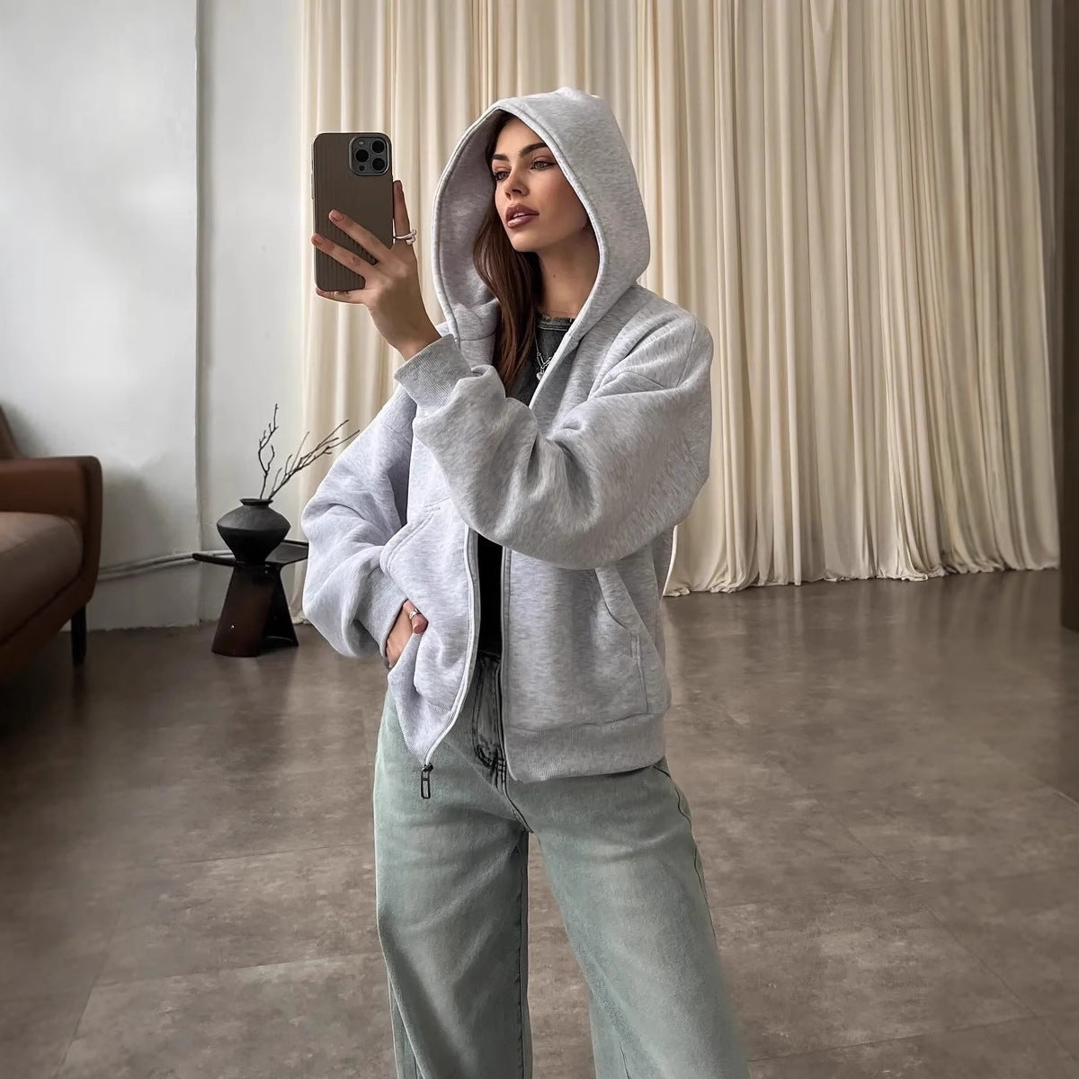 Fall Winter Hooded Casual Thick Coat Women