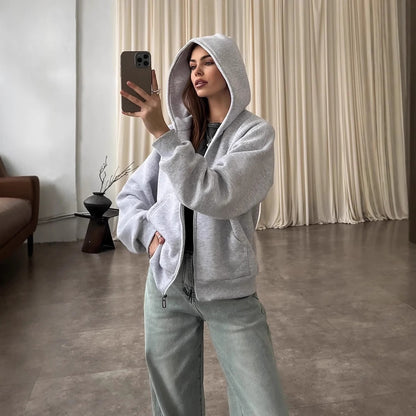 Fall Winter Hooded Casual Thick Coat Women