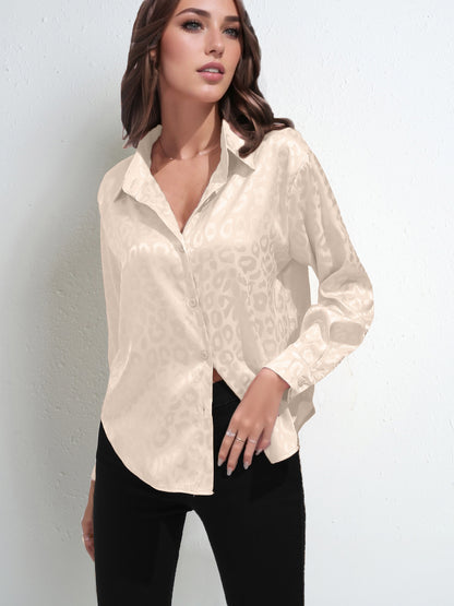 Faux Silk Shirt Top Long Sleeve
