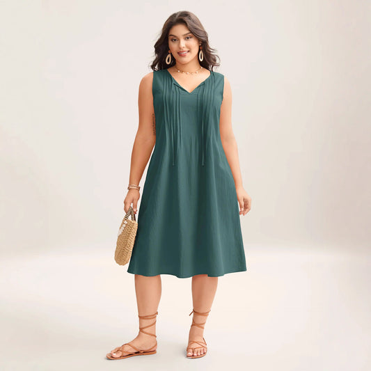 V-neck Loose Casual Mid-length Women's Dress