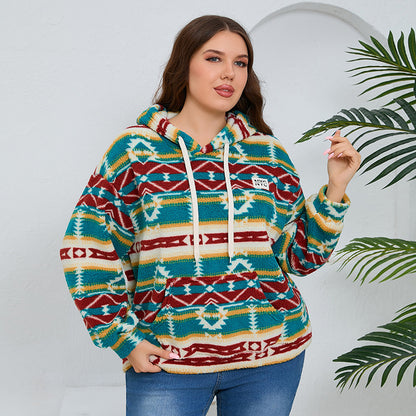 Loose Casual Long Sleeves Plush Large Pocket Top