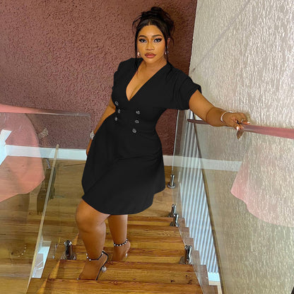 Women's Solid Color Plus-Size Dress