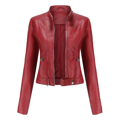 Short Leather Jacket Stand Collar Jacket Thin