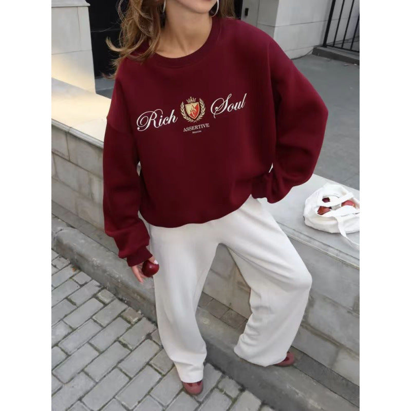 Fashion Printing Round-neck Pullover Women