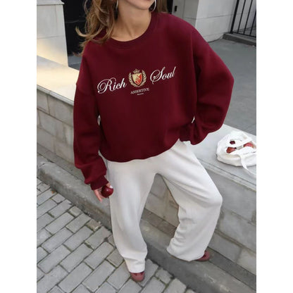 Fashion Printing Round-neck Pullover Women