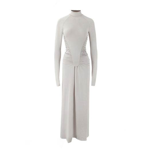 Turtleneck Long Sleeve Floorlength Dress