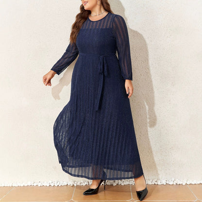 Shiny Elegant Lace-up See-through Plus-size