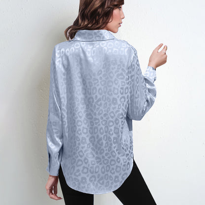 Faux Silk Shirt Top Long Sleeve