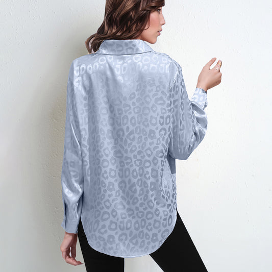 Faux Silk Shirt Top Long Sleeve
