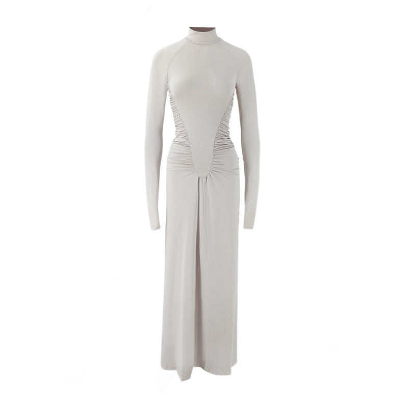Turtleneck Long Sleeve Floorlength Dress