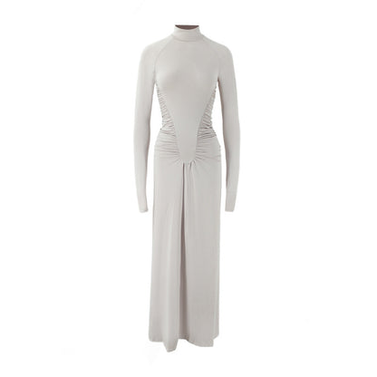Turtleneck Long Sleeve Floorlength Dress