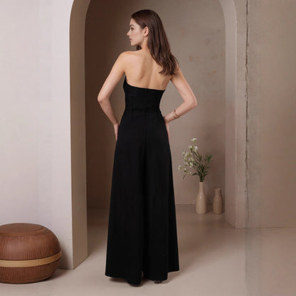 Women's Fashion Color-blocked French Halter Jumpsuit