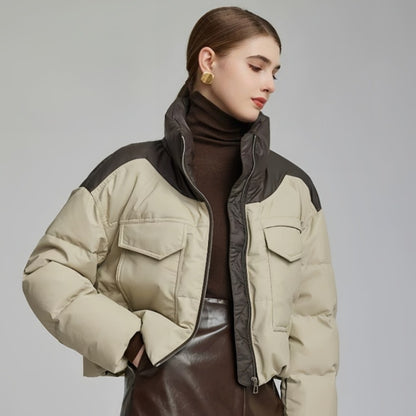 Cotton-padded Short Loose Leather Coat