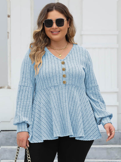 Plus Size Women's Doll Collar Shirt