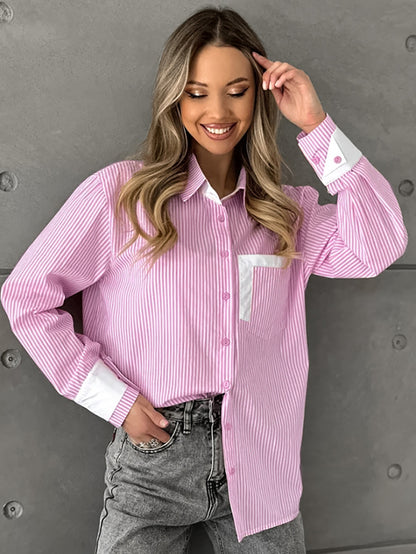 Oversize Loose Striped Blouse For Women