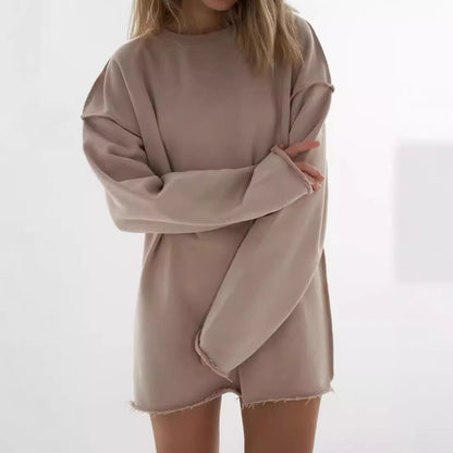 Casual Solid Color Round Neck Long Sleeve Sweatshirt