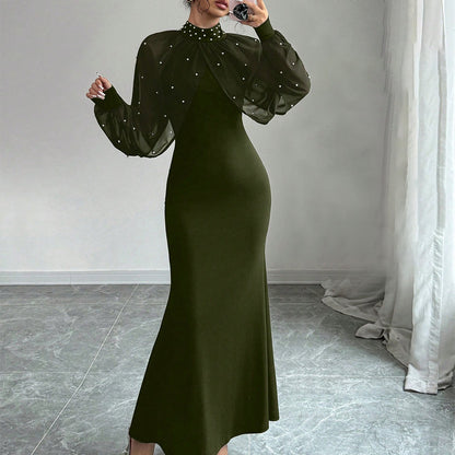 Womens Solid-Color Fashionable Patchwork Bodycon Dress